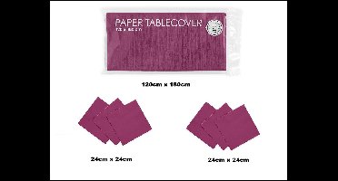 1x Tafelkleed papier paars 120cm x 180cm + 40x Cocktail servetten paars 24cm x 24cm 3 laags