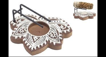 Palo Santo & Witte Salie Brander Lotus - donker hout - ca. 12 cm