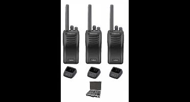 Set van 3 stuks Kenwood TK-3501 PMR446 met tafelladers en koffer
