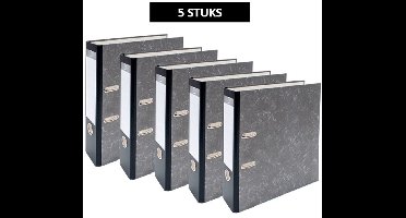 SOHO - Ordner A4 - 2-rings - D-mechaniek - 80 mm Rug - Karton - Gewolkt - Grijpring - Grijs - 5 Stuks