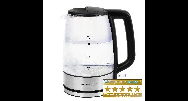 Emerio Waterkoker 1.7 Liter - LED Verlichting - Oververhittingsbeveiliging en Automatische Uitschakeling - Water niveau indicator - Elektrische Waterkoker 2200W - WK-130126 RVS / Glas
