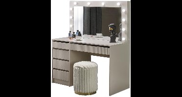 Kaptafel / Make-uptafel Charme creme 120 cm breed met spiegel en led