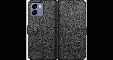 Just in Case hoesje geschikt voor Oppo A6x (4G/5G) Hoesje met Pasjeshouder - Bookcase Classic - Zwart