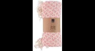 Arti Casa Katoenen Plaid - 130x170 cm - Decoratieve Deken met Franjes - Zachte Woonplaid - Roze