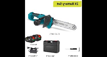Elektrische Kettingzaag - Snoeizaag - Kettingzaag Accu - Handzaag - 2000W - 12 Inch - Borstelloze - LED Display - voor Tuin- en Houtbewerkingsgereedschap - 2 Accu