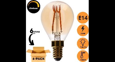 Proventa DECO LED Filament lamp E14 - Model XS globe - Dimbaar - Extra warm wit - 6-pack