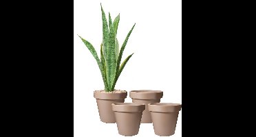 Pro Garden Bloempot - 4x - mokka bruin - rond - D40 cm - kunststof - plantenpot - tuin buiten