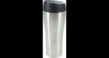 Cookinglife Travel Cup - Thermofles - Thermosbeker - Drinkbeker To Go - Travel Mug - Voor Warme en Koude Dranken - RVS Zilver/Zwart - Lekvrij Deksel Dubbelwandig - 350 ml