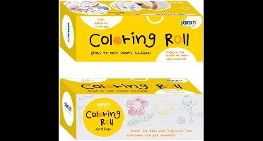 Stick'n Tekenrol - 10x243cm - Wit - Zelfklevende Kleurplaat - inclusief 6 kleurenpotloden