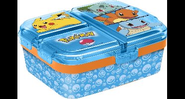 Pokémon Kinderlunchbox – Broodtrommel met 4 vakken voor kinderen vanaf 4 jaar - Vaatwasserbestendig & BPA-vrij - Lichtblauw