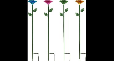 Bijenwaterer in Bloemvorm – 4 kleuren – Kleurrijke Voeder voor Bijen en Vlinders, Kwaliteits Metalen Steun, Eenvoudig te Installeren, Ideaal voor Buiten, Voorziet Bijen van Veilig Drinkwater