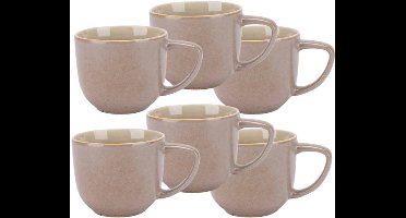 Forest Koffietas - Koffiemok - Espresso Cup - Set van 6 - Rond Design - Aardewerk - 170ml - Groen