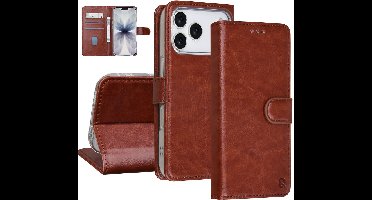 TUNIQ Book type case - iPhone 17 Pro - Bruin - Met 3 kaartsleuven - Magneetsluiting