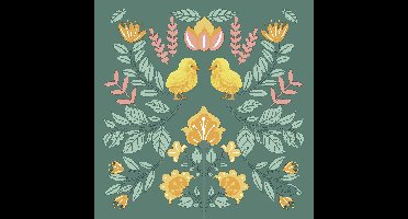 Duni Paas thema servetten Ornament Easter - 20x - groen - 24 x 24 cm - feestservetten - Paasontbijt tafeldecoratie servetjes