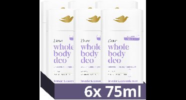 Dove Whole Body Deodorant Stick - Lavender & Camomile - de formule met frisse geur, voedende oliën en glycerine bevat 0% aluminiumzouten - 6 x 75 ml