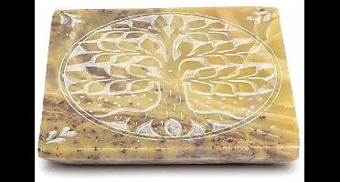 Wierookbrander Levensboom zeepsteen 10 cm x 10 cm