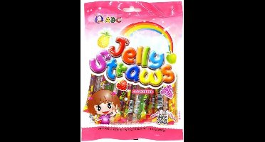 ABC Taiwanese Fruit Jelly Sticks Assorti 260 g - Fruit Jelly Straws | 13 Jelly Staafjes, Aziatische Snoepjes | Leuk & Kleurrijk Candy Snack met Kajal Sticker
