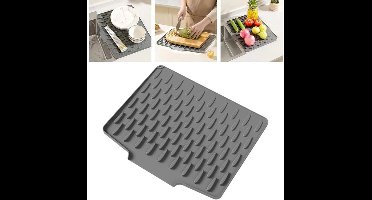 Morsvrije siliconen werkbladbeschermer, siliconen afdruipmatten voor aanrechtbladen, hittebestendige en antislipmat voor druppelvrij drogen, multifunctionele opvouwbare sneldrogende mat voor aanrecht, 40 x 32,5 cm