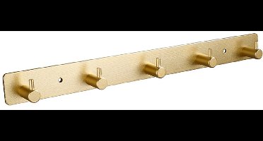 Gouden wandkapstok met 5 haken - installatie zonder boren
