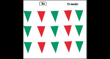 30 Meter vlaggenlijn rood/groen 10 meter - 3x 10 meter - Vlaglijn festival feest party verjaardag thema feest kleur