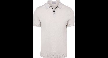 Suitable Knitted Half Zip Polo Dan Ecru - Maat XXL - Heren - Polo shirt Heren met Korte mouw