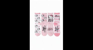 Hello Kitty Sokken in Spaarpot – 4 Paar – Kindersokken – Cadeauverpakking – Officieel Gelicenseerd