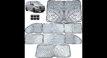 Premium 8-delig Zonnescherm Set Geschikt voor VW T6.1 Bus / Transporter vanaf 08/2019 | Voor-, Achter- & Zijruiten | Hittebescherming & Privacy