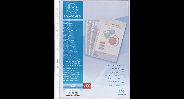 Exacompta Doos van 100 geperforeerde showtassen - gladde PP 6/100ste - A4 - Transparant - 5000E