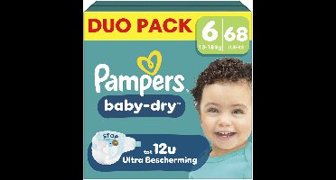 Pampers Baby-Dry Maat 6 - 68 Luiers - 13kg-18kg - Tot 100% lekvrij & comfortabele nacht