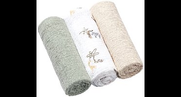 Baby Ono Crinkled Groen/Creme 3 Stuks Hydrofiel Luiers