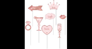 Bride to be Photobooth Set - Rosé - 8 stuks - Vrijgezellenfeest
