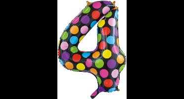 Folie Ballon Cijfer 4 Stippen XL 86cm