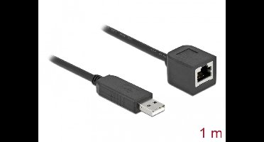 Seriële verbindingskabel met FTDI-chipset, USB 2.0 Type-A mannelijk naar RS-232 RJ45 Vrouw 1 M zwart