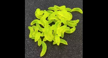 25 stuks - Imitatie grote maden 2,1cm Chartreuse - Zinkend - Baarsvissen - Nep larven - Kunstaas - Softbait - Streetfishing