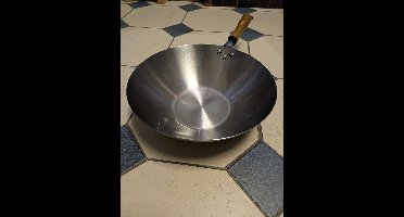 Ibili Wok geschikt voor inductie 409732 met houten handvat - Carbon staal geschikt voor hoge temperaturen