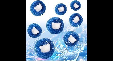 Wasmachineballen voor het verwijderen van dierenharen, 8 stuks, herbruikbare ballen speciaal ontworpen voor wasmachines, verwijderen effectief dierenharen uit wasmachines (blauw).
