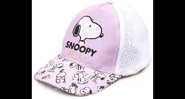 Snoopy kinderpet / baseball cap, wit/lila maat 54