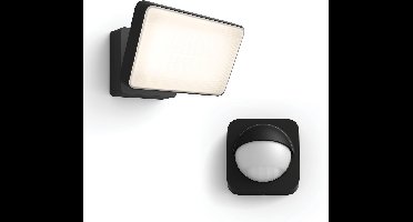 Philips Hue Welcome Verstraler (Zwart) - Buitenlamp met Bewegingssensor - Warmwit Licht - Incl. Hue Bewegingssensor voor Buiten - Hue White