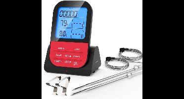 YOZHIQU Draadloze vleesthermometer - Digitale barbecuethermometer - Barbecueaccessoire met timer, lcd-display en 2 sondes - Steakkernthermometer