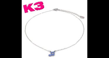 K3 ketting met muzieknoot bedel - Zilverkleurig RVS - K3 merchandise - K3 sieraden