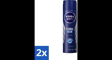 2 x Nivea - Men - Deospray - Cool Kick - 48 Uur Lang Werkend - 250 ml - Deodorant Spray - Anti-transpirant - 48 Uur Bescherming - Frisheid - Mannelijke Geur
