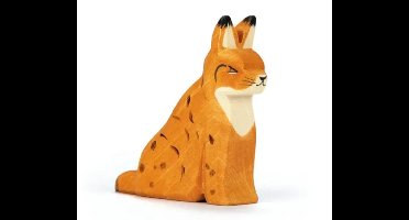 Ostheimer houten speelfiguur lynx zittend - handgemaakt speelgoed.