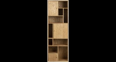 Boekenkast Naturel Hout - 3-Deuren - 60,5x30x180cm - Huub - Giga Living