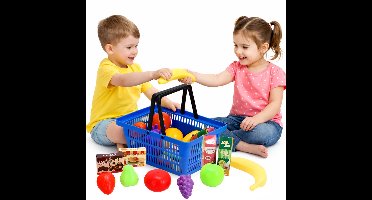 Cheqo® Speelgoed Winkelmandje - Winkelmandje Speelgoed - Boodschappenmandje Speelgoed - Winkelmandje Met Boodschappen - Winkelmandje Met Speelvoedsel - Speelgoed Winkelmand Met Boodschappen - Boodschappen Set Speelgoed - Rollenspel Boodschappen