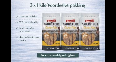 Rosewood - Hondensnack - Naturefood Filet Kip - 3x 1 kg Voordeelverpakking