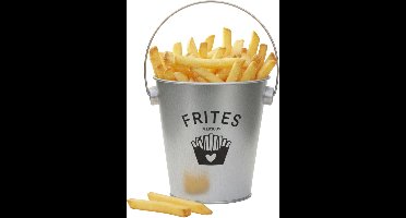 Gerimport Patat serveer emmertje - frites - zilver - metaal - 10 x 10 cm - serveren