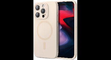 ESR Cloud Soft HaloLock Hoesje Geschikt voor Apple iPhone 15 Pro - Compatibel met MagSafe en HaloLock - Siliconen Back Cover - Magnetische Beschermhoes - Beige