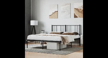 Bedframe – Bedframe Met Hoofdbord – Bed Stel – Bedframe Metaal – Bed Frame Zwart – Poedergecoat Staal – Maat 140x190 Cm