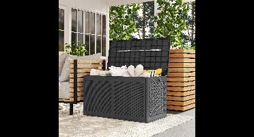 Buitenopbergbox – Tuinbox – Opbergkist – Opbergcontainer – Opbergkoffer – 380 Liter Inhoud – Weerbestendig PP Kunststof met Faux Rattan