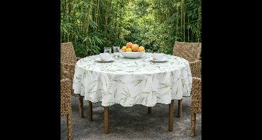 Unique Living Tafelzeil - Bamboe - 160CM Rond - Wit/Groen